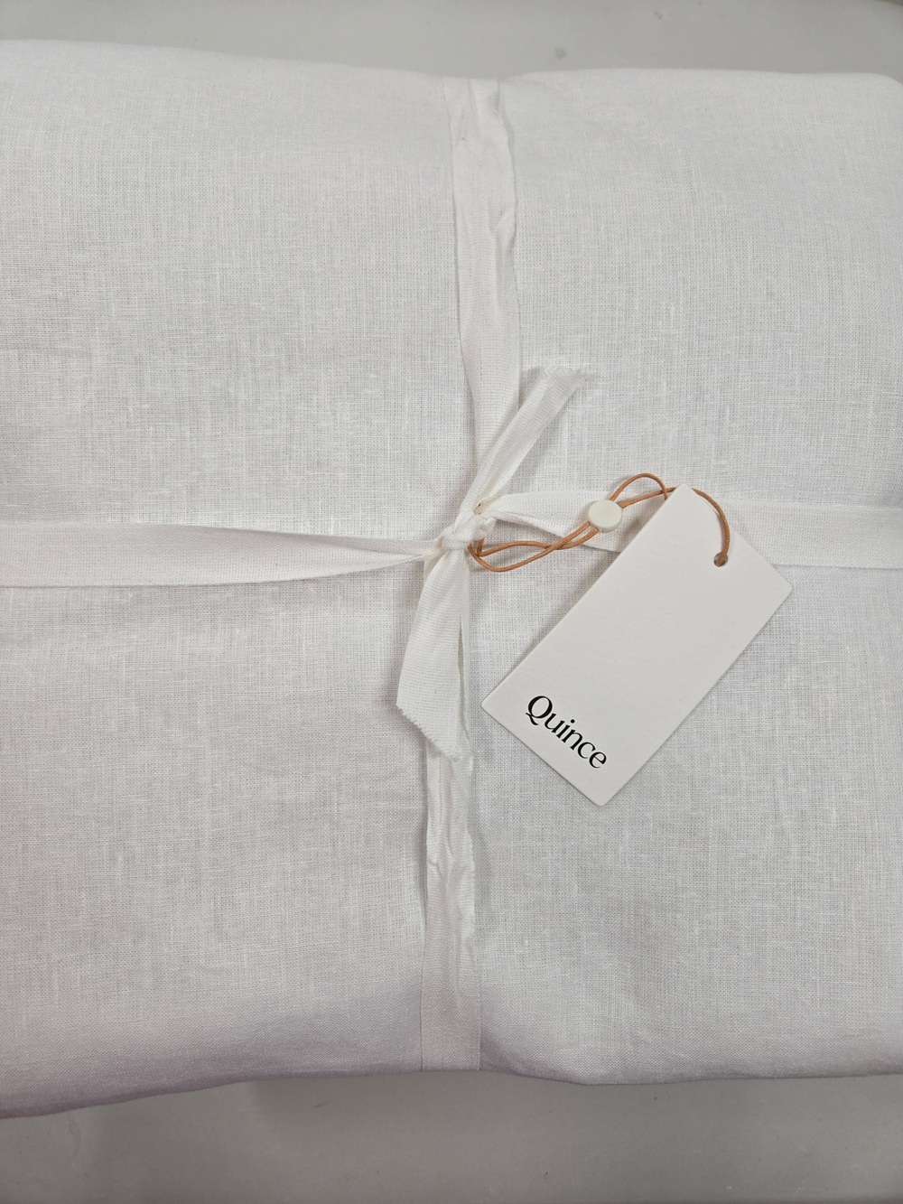 NWT QUINCE Set Of 2 48x96 European Linen Room Darkening Curtains White 8419 - Picture 6 of 9